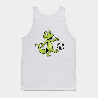 Comic gecko playing soccer Tank Top